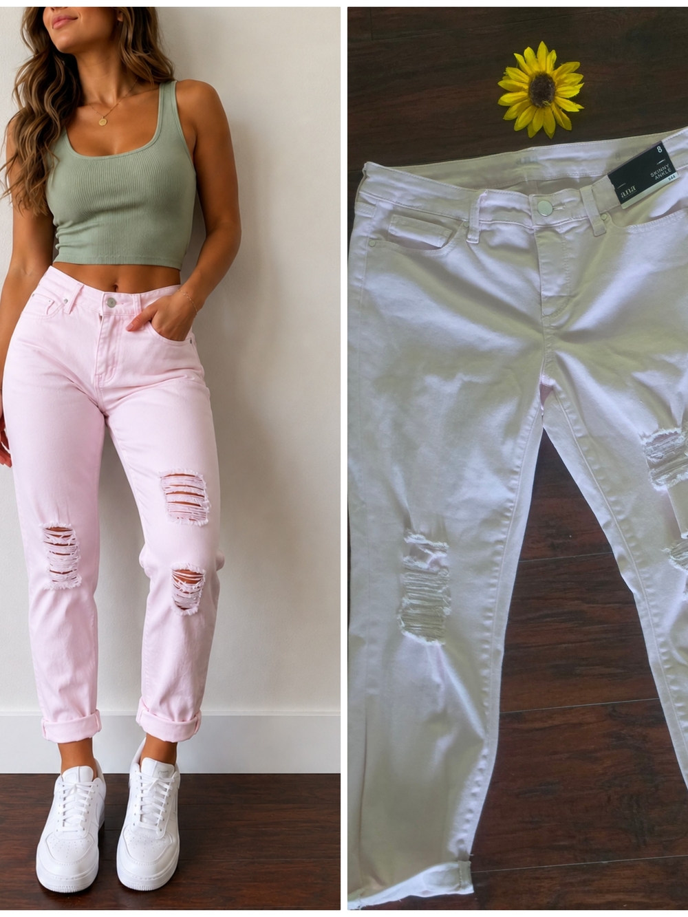 A.n.a.A New Aprproach Distressed High-Rise Pink Jeans NEW 🩷